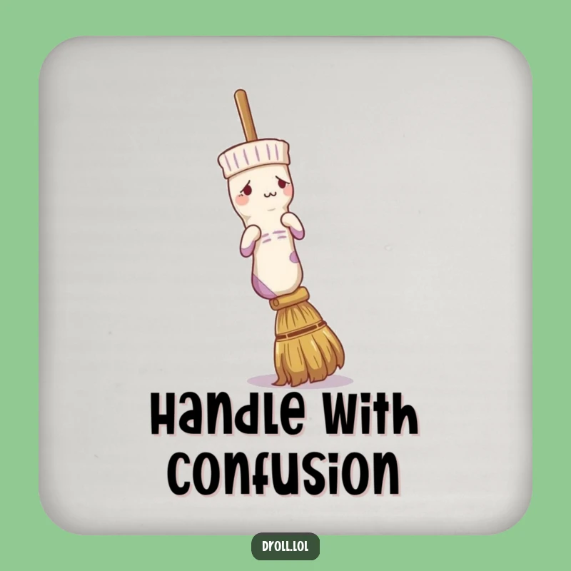 Funny Confused Sock Broom Coasters - Protect Tables with Humor