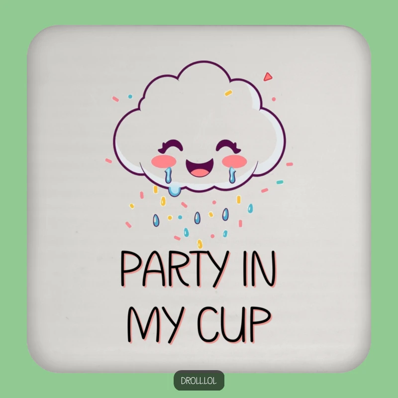 Funny Happy Cloud Confetti Coasters - Protect Surfaces with Festivity!