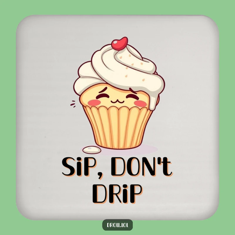 Funny Embarrassed Cupcake Coaster: Blushing Protection, Sweet Funny Gift