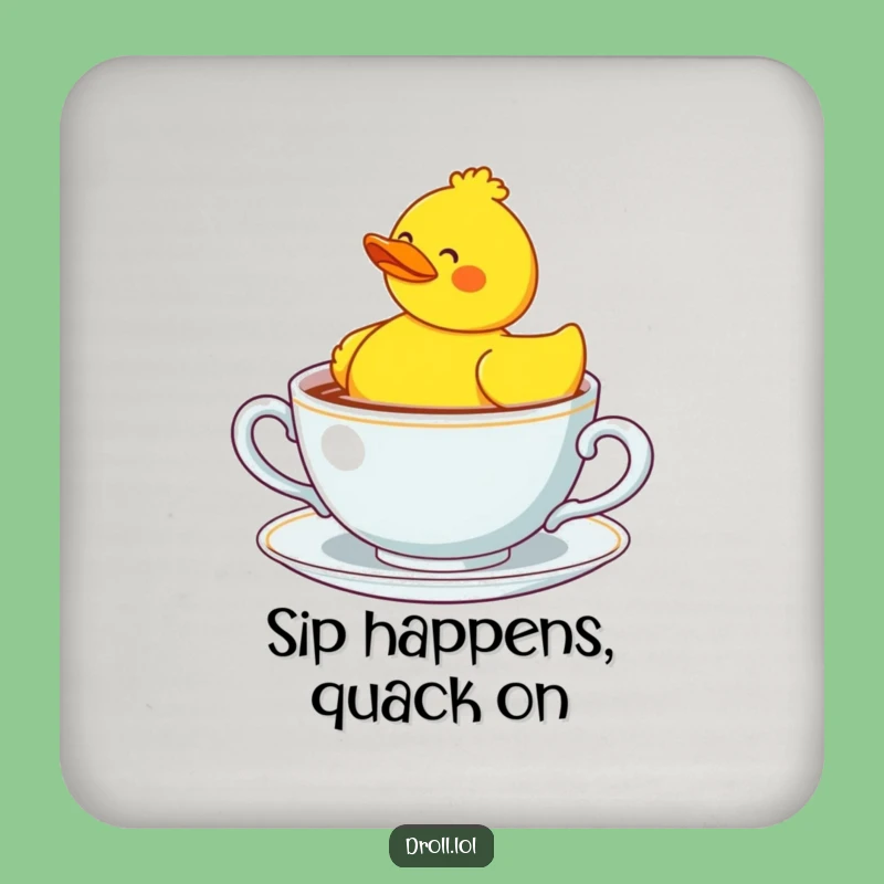 Funny Confused Duck Teacup Coaster - Protect Surfaces with Humor!