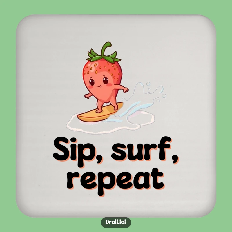 Funny Strawberry Surfing Drink Coaster: Protect Surfaces with This Hilarious Fruit Accessory