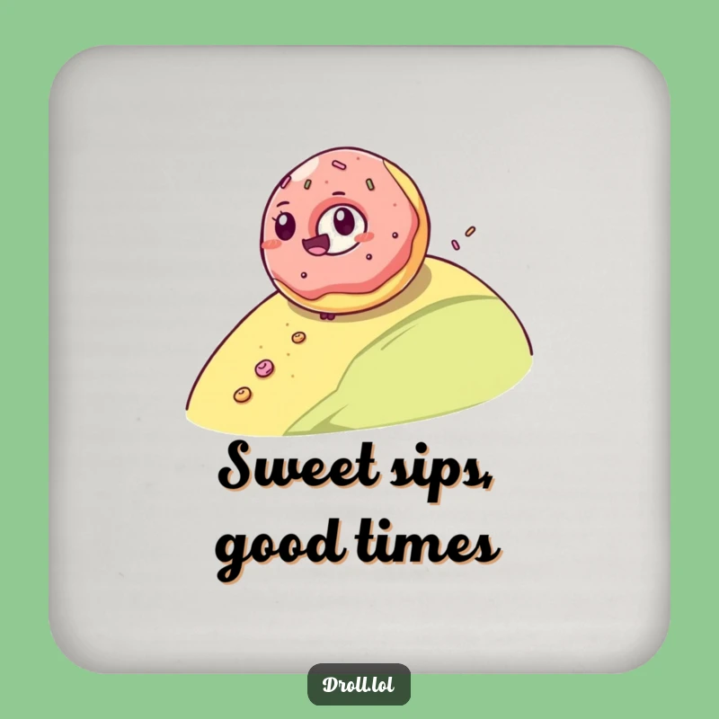Funny Donut Roll Drink Coaster: Protect Surfaces with this Giggling Donut