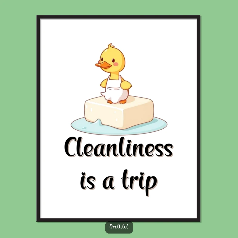 Funny Tripping Duck Soap Poster: Hilarious Wall Art for a Slippery Laugh!