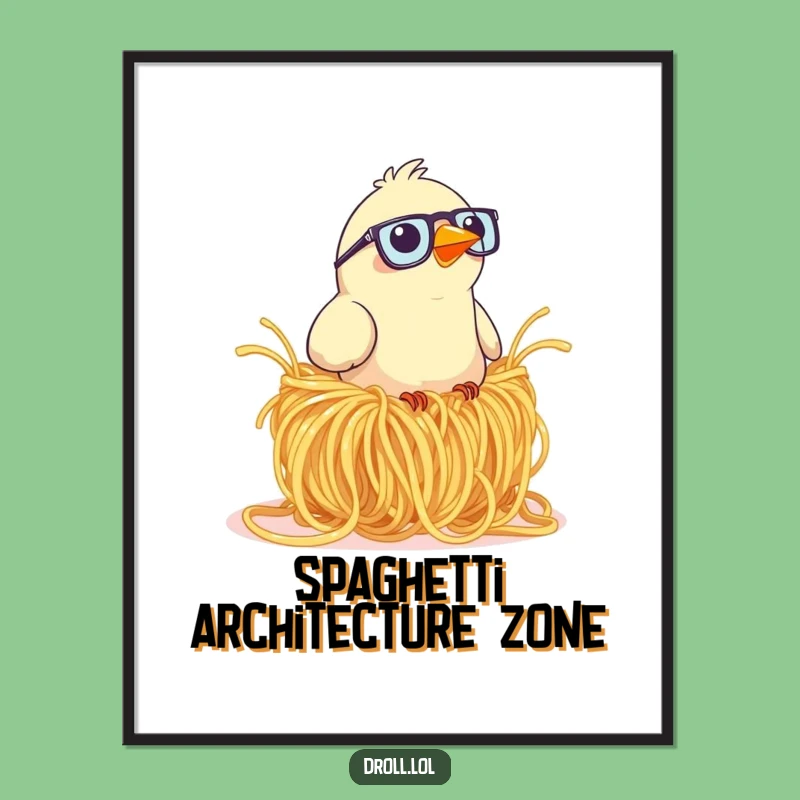 Funny Bird Spaghetti Nest Poster: Hilarious Wall Art for a Laugh!