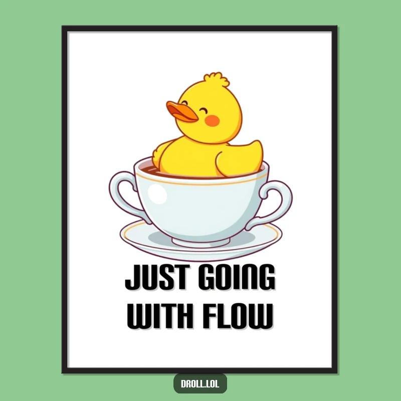 Funny Confused Duck Teacup Poster - Hilarious Wall Art Decor!