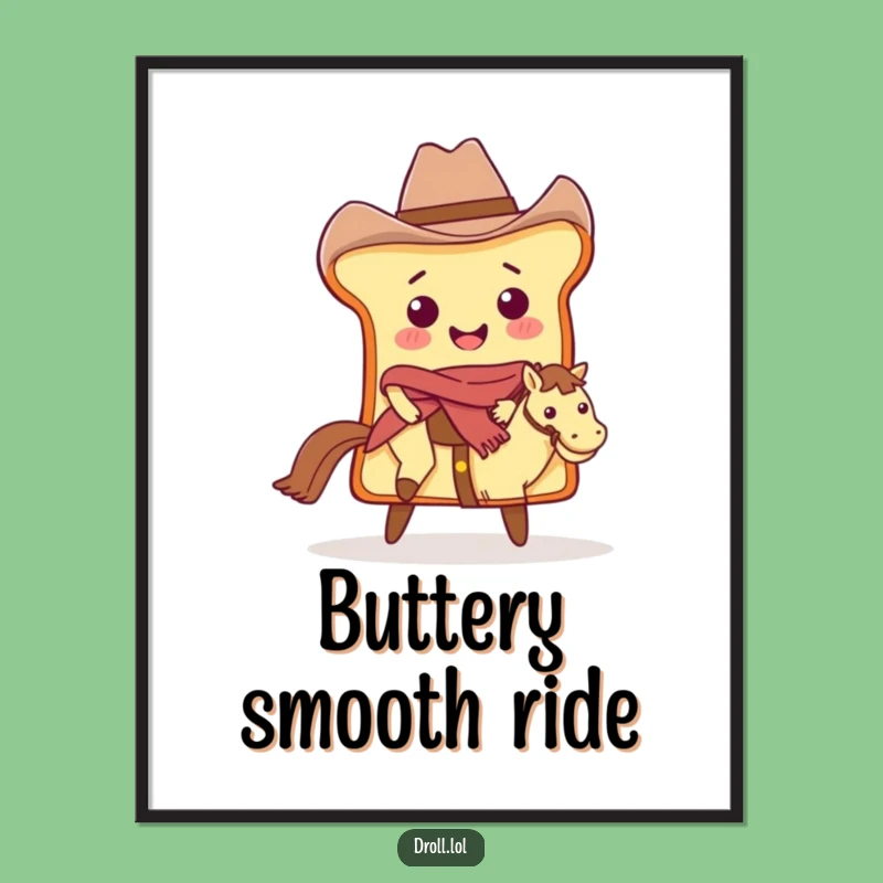 Funny Cowboy Bread Poster: Hilarious Western Slice's Butter Ride Art