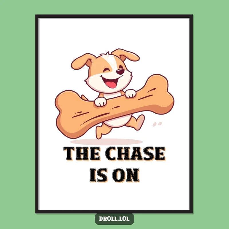 Funny Dog Bone Poster: Chase the Fun - Hilarious Wall Art Gift!