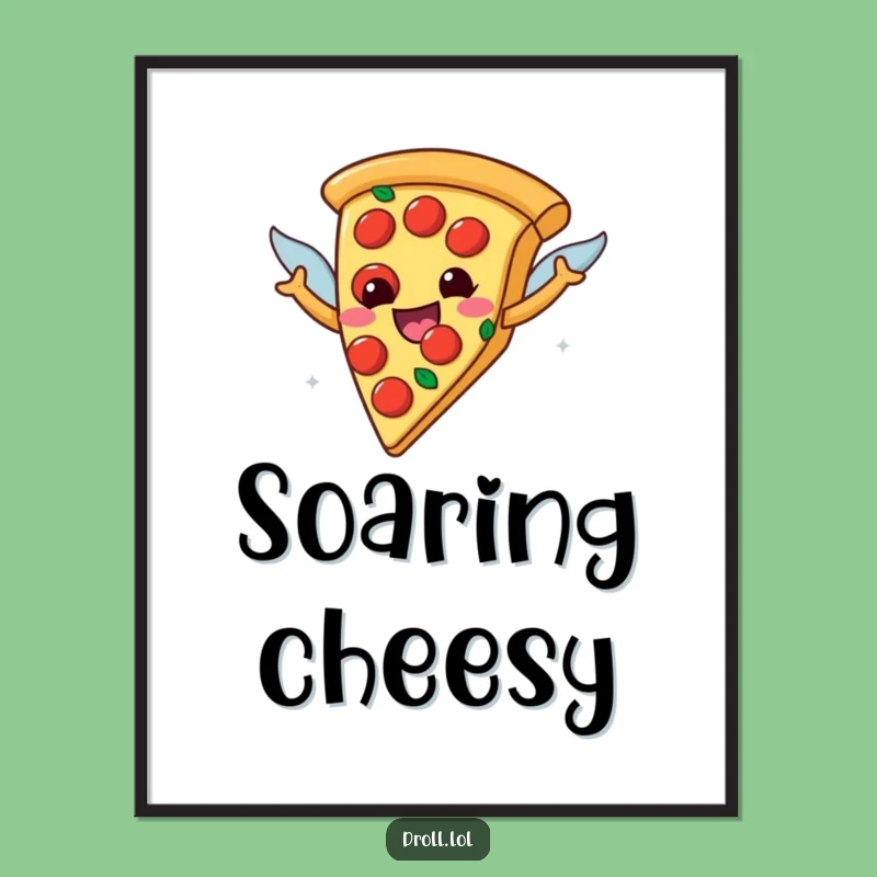 Funny Flying Pizza Poster: Pepperoni Wings Art, a Hilarious Food Gift