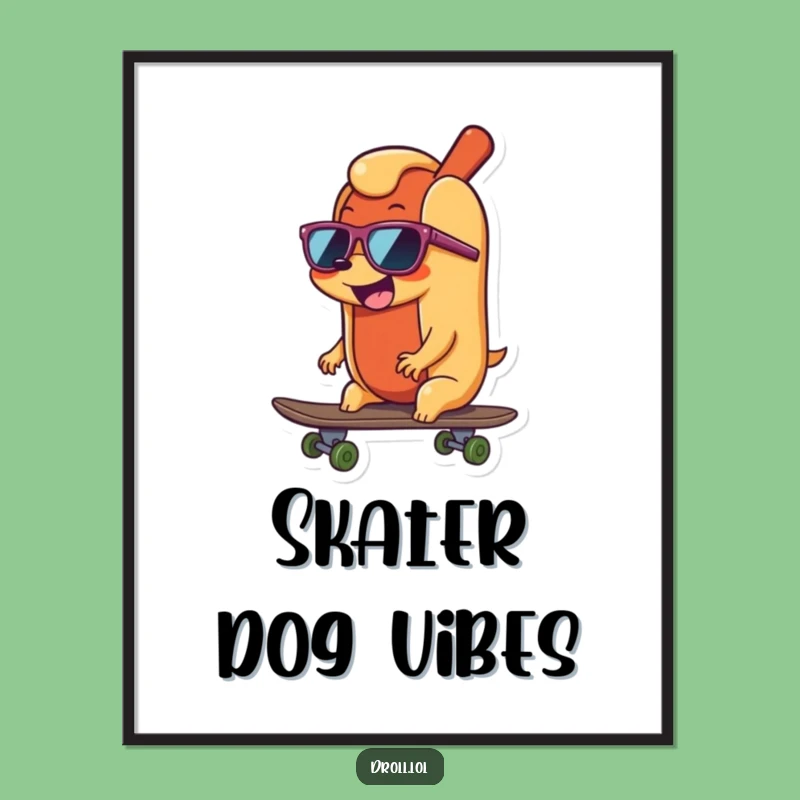 Funny Hot Dog Skater Poster: Radical Wall Art for Cool Spaces