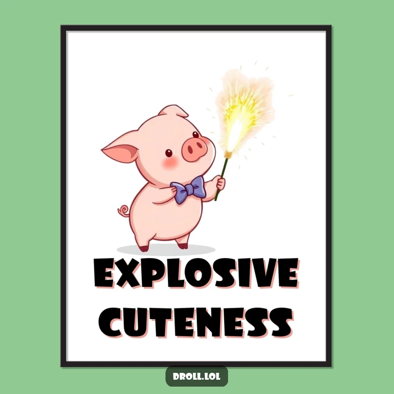 Funny Piglet Sparkler Wall Art Poster - Hilarious Celebration Decor Gift!