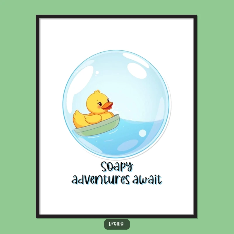 Funny Rubber Duck Bubble Sailing Poster - Whimsical Wall Art Gift
