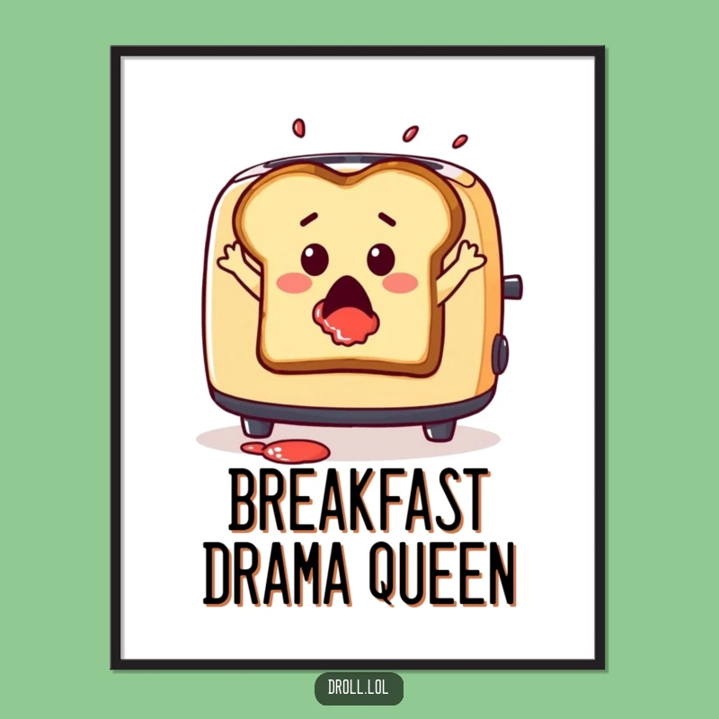 Funny Toast Leap Poster - Dramatic Breakfast Art with Jam Splatter Gift