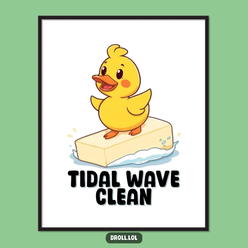 Funny Surfing Duck Poster: Soap Rider Art, a Hilarious Gift