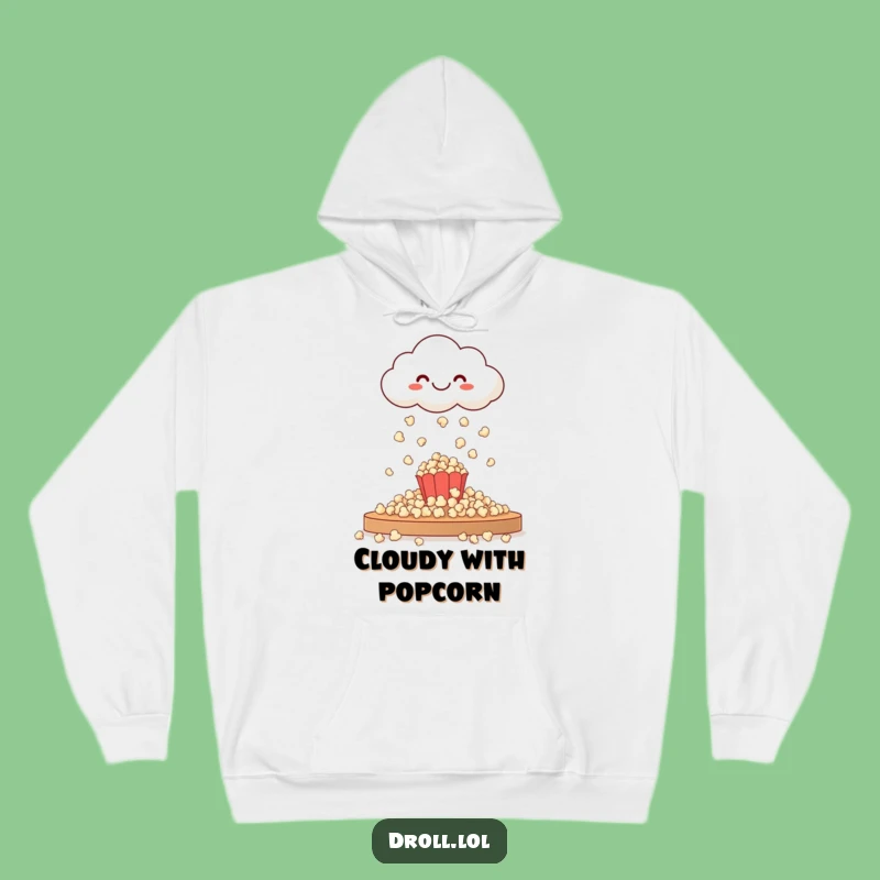 Cozy Funny Happy Cloud Popcorn Hoodie - Warm Whimsical Snack Gift