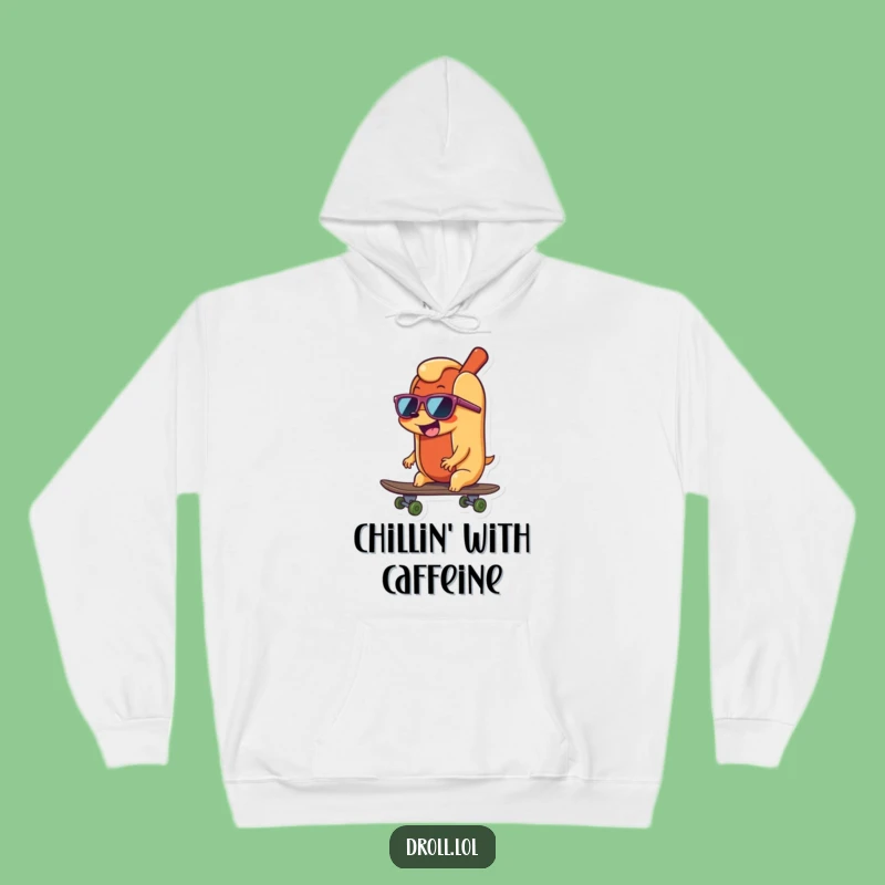 Cozy Funny Hot Dog Skater Hoodie: Stay Warm with Radical Wiener Vibes