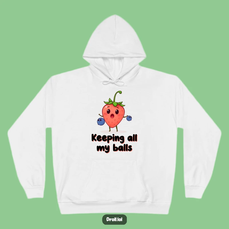 Cozy Funny Strawberry Juggling Hoodie: Warm Up with this Berry Baller