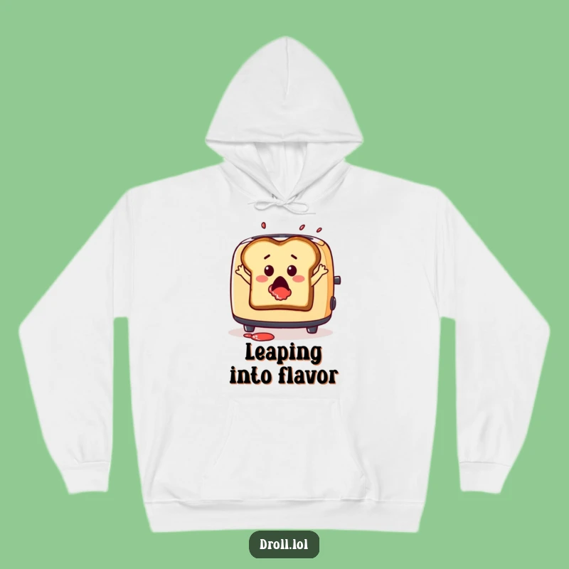 Funny Toast Leaping Hoodie - Cozy Breakfast Drama with Jam Splatter Gift