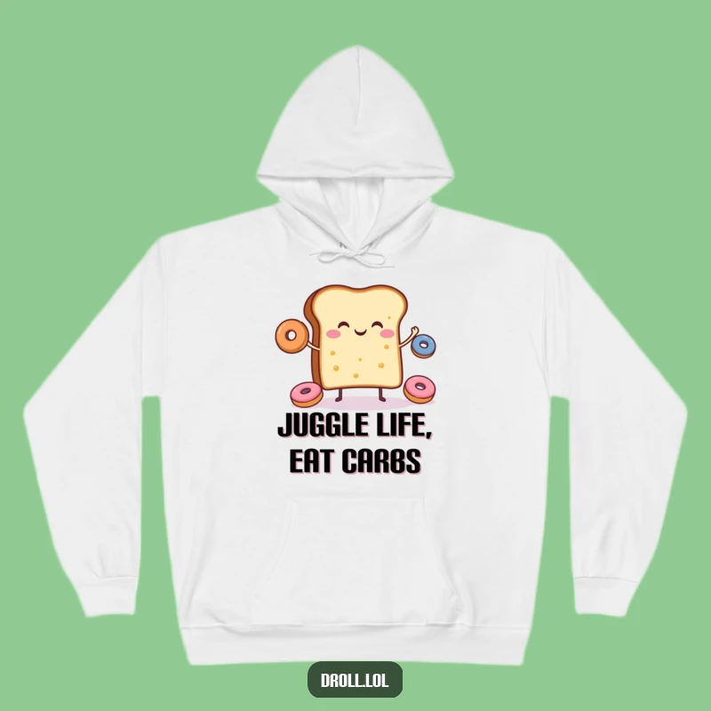 Cozy Funny Toast Donut Juggling Hoodie: Warm Breakfast Cheer, Perfect Gift!