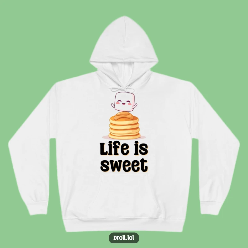 Funny Marshmallow Pancakes Hoodie: Cozy Giggling Cartoon Character Sweatshirt Gift