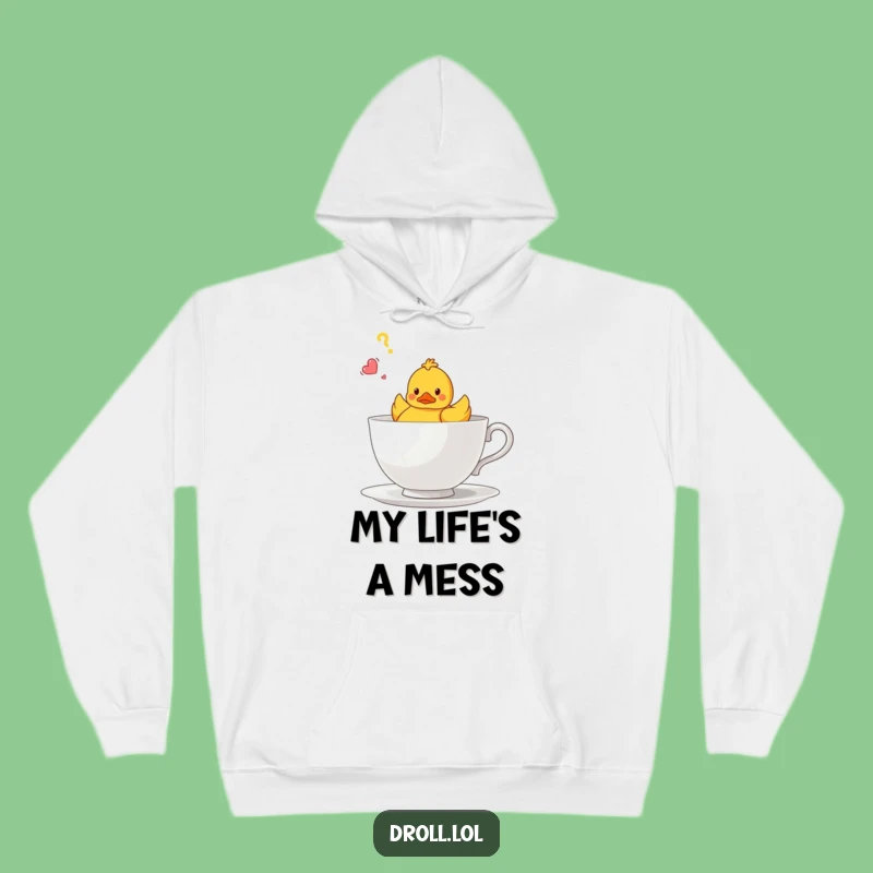 Cozy Funny Confused Duck Teacup Hoodie - Warm & Hilarious Gift Idea!