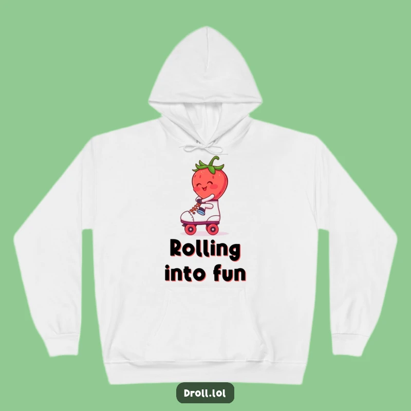 Funny Blushing Strawberry Roller Skate Hoodie: Cozy Retro Vibes - Hilarious Gift!