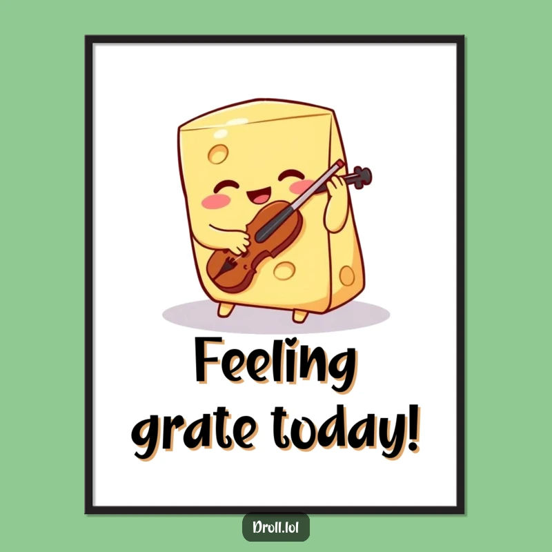 Funny Free Printable Cheese Violin Wall Art - Downloadable Cartoon Gift