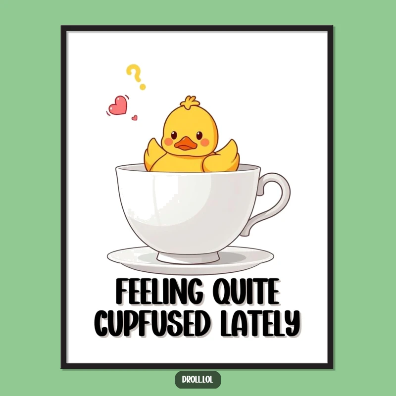 Free Printable Wall Art: Confused Duck in Teacup, Humorous Downloadable Decor for Quirky Spaces