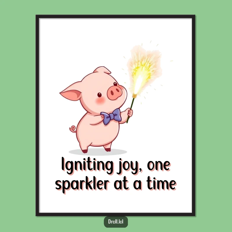 Free Printable Piglet Sparkler Wall Art - Festive Downloadable Decor