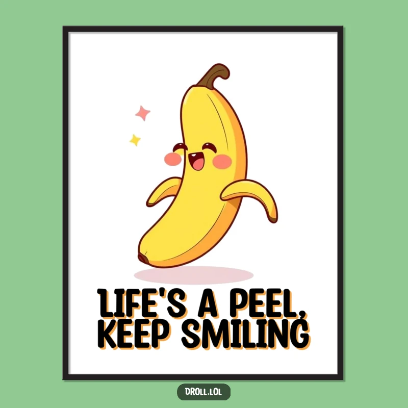 Free Printable Wall Art: Giggling Banana Peel Slip, Funny Downloadable Decor