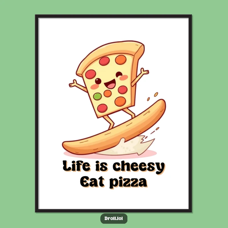 Free Printable Wall Art: Pizza Surfing Breadstick Downloadable Decor