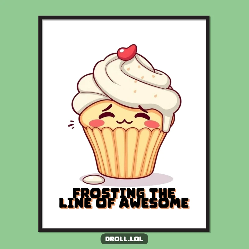 Free Printable Blushing Cupcake Wall Art Funny Downloadable Decor for Sweet Spaces