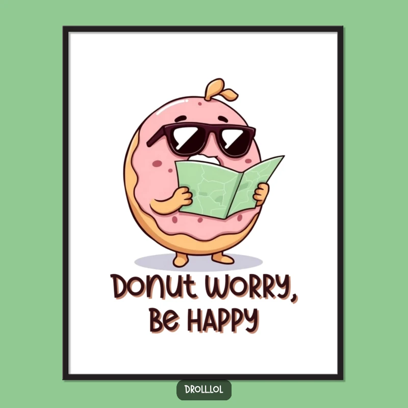 Funny Free Printable Donut Map Wall Art - Downloadable Cartoon Gift