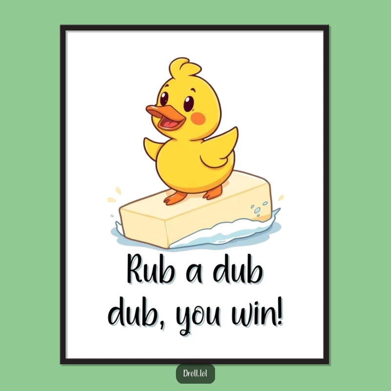 Funny Free Printable Duck Soap Surf Wall Art - Downloadable Cartoon Gift
