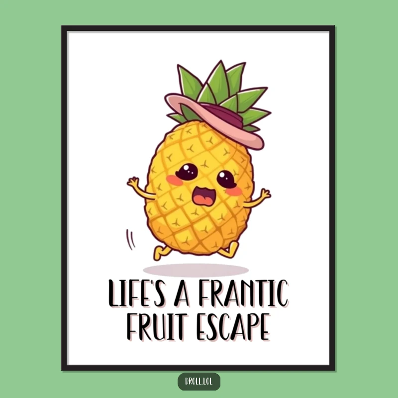 Funny Free Printable Wall Art: Runaway Pineapple - Quirky Downloadable Decor