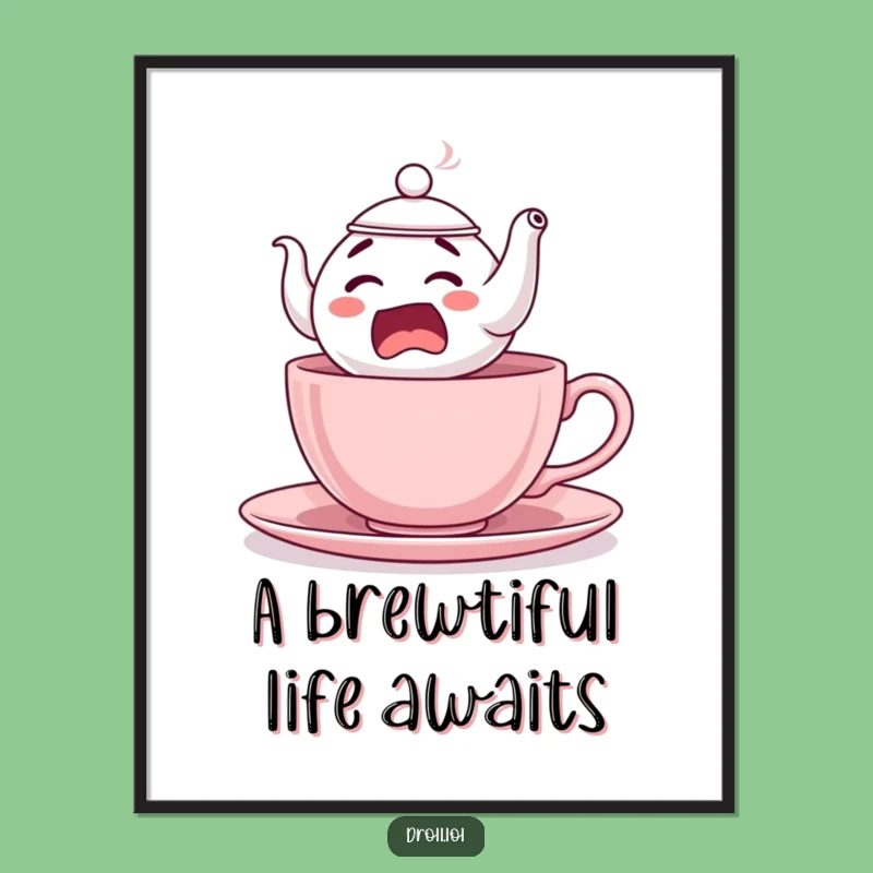 Funny Free Printable Wall Art: Startled Teapot - Quirky Downloadable Home Decor