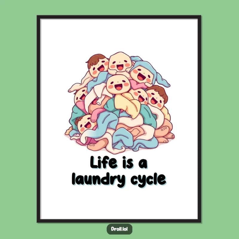 Free Printable Wall Art: Happy Laundry Pile, Whimsical Downloadable Decor
