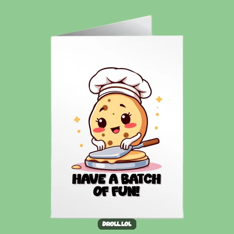 Free Printable Birthday Card: Determined Chef Cookie Flipping Pancakes, Yummy Gift!