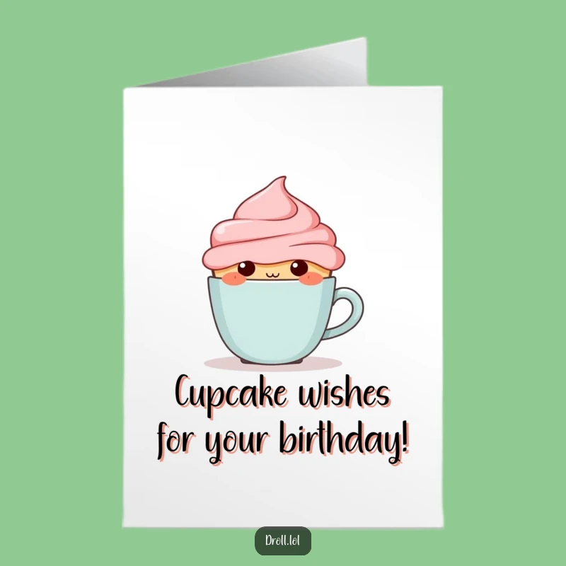 Free Printable Birthday Card: Shy Cupcake Needs Coffee! - Funny Downloadable Gift!