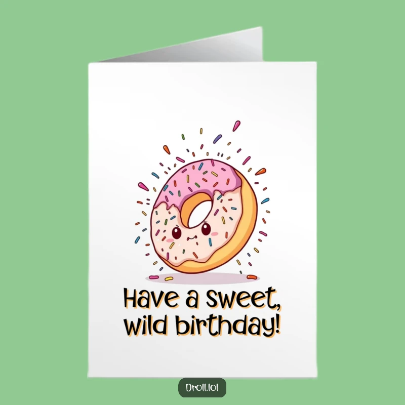 Free Printable Funny Birthday Card: Falling Donut - Explosive Downloadable Gift