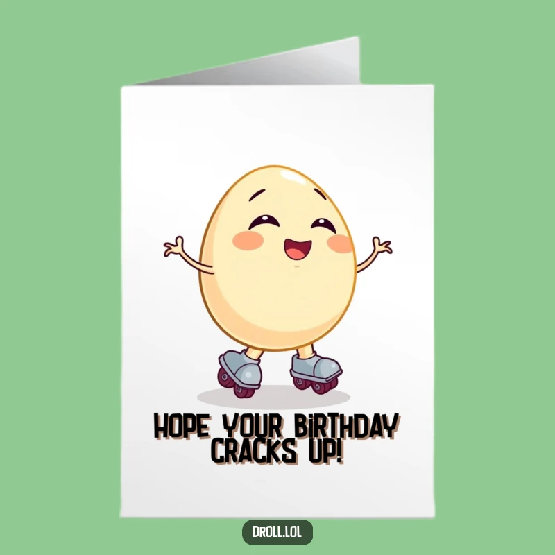 Free Printable Birthday Card: Funny Egg on Skates, Hilarious Gift Download