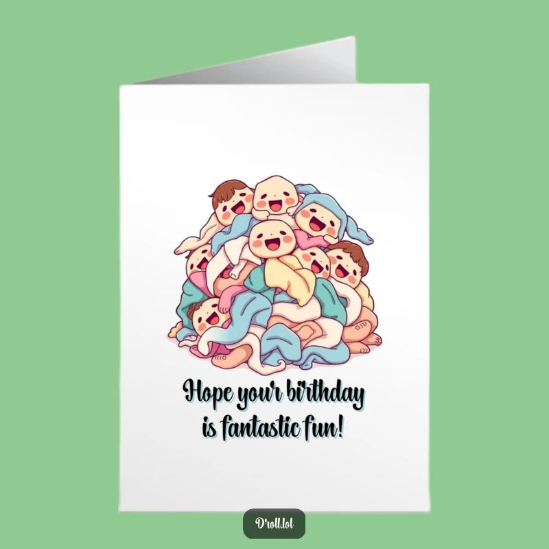 Free Printable Birthday Card: Happy Laundry Pile Singing, Funny Download