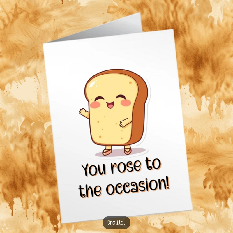 Funny Free Printable Bread Congratulations Card: A giggling bread loaf in ballet shoes, dancing joyfully to celebrate.