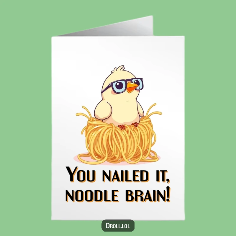 Free Printable Congrats Card: Spaghetti Bird Nest Success, Funny Downloadable Achievement Gift