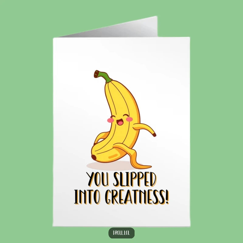 Free Printable Slipping Banana Congrats Card: Funny Downloadable Congratulations Gift