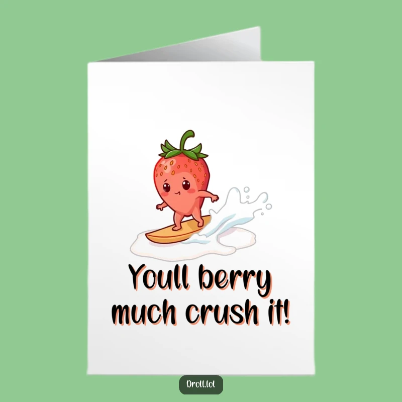 Free Printable Strawberry Congrats Card: Surfing Success, Hilarious Downloadable for Big Wins!