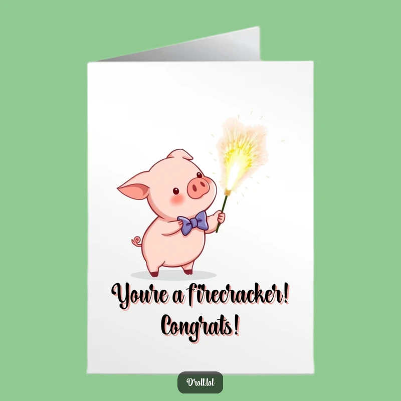 Free Printable Piglet Sparkler Congratulations Card - Dazzling Downloadable