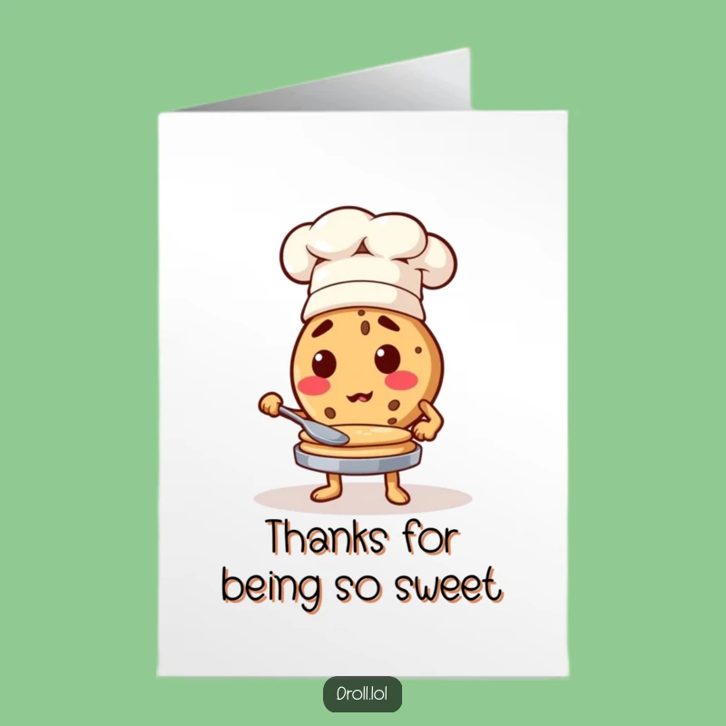 Free Printable Cookie Thank You Card: Chef Flipping Pancakes Downloadable Gratitude Gift