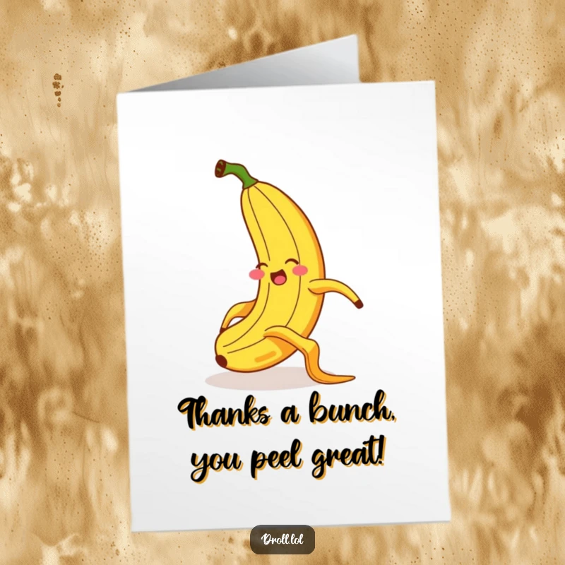 Funny Free Printable Thank You Card: A banana gleefully giggles while comically slipping on its own peel, expressing thanks.
