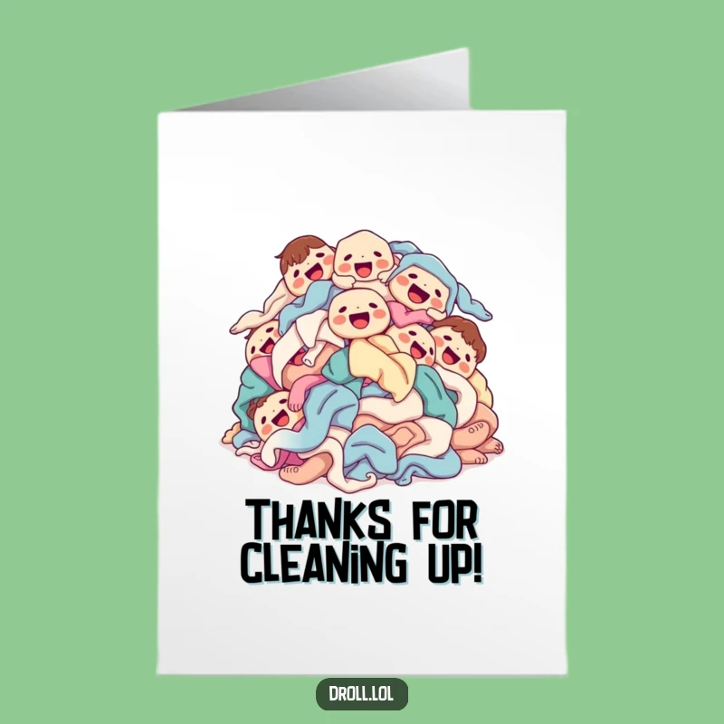 Free Printable Thank You Card: Cheerful Laundry Tumbling, Print at Home Gratitude