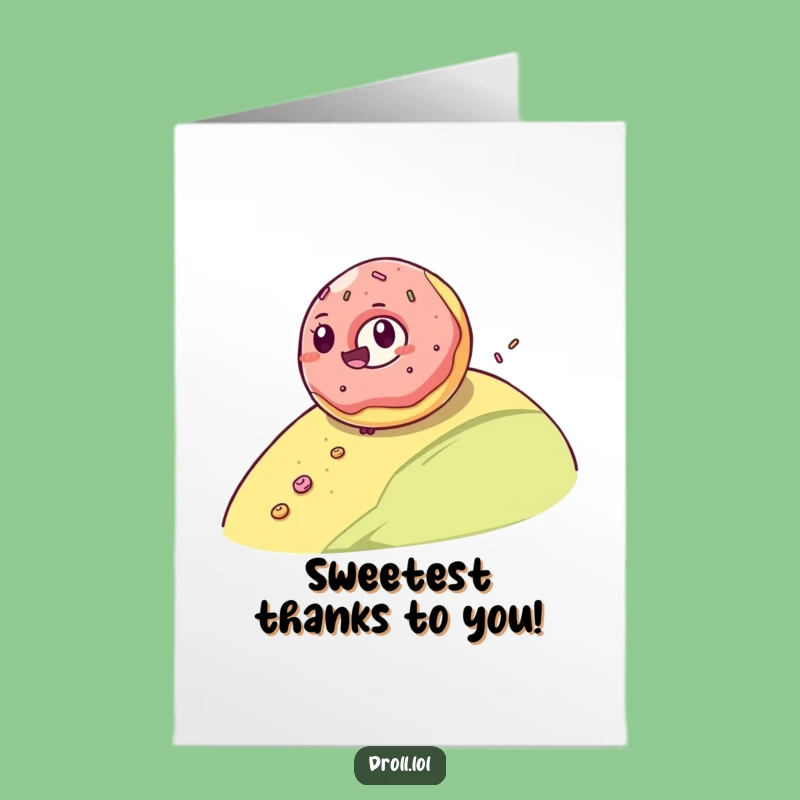 Free Printable Thank You Card: Giggling Donut Rolling Funny Downloadable Gift